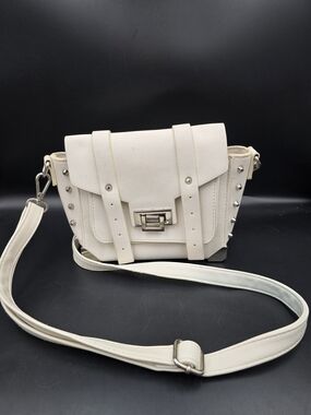 Cream Studded Crossbody Bag with Adjustable Strap